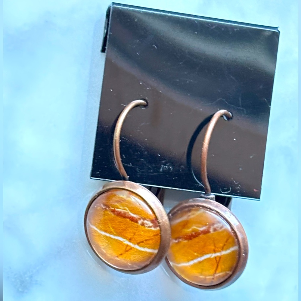 Golden Brown Cabochon Earrings -  NWT